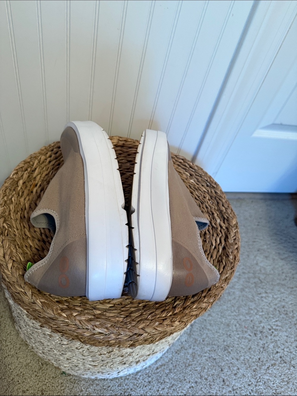 OOFOS Women’s Slip-On Sneakers in Tan with White Sole - Picture 6 of 7